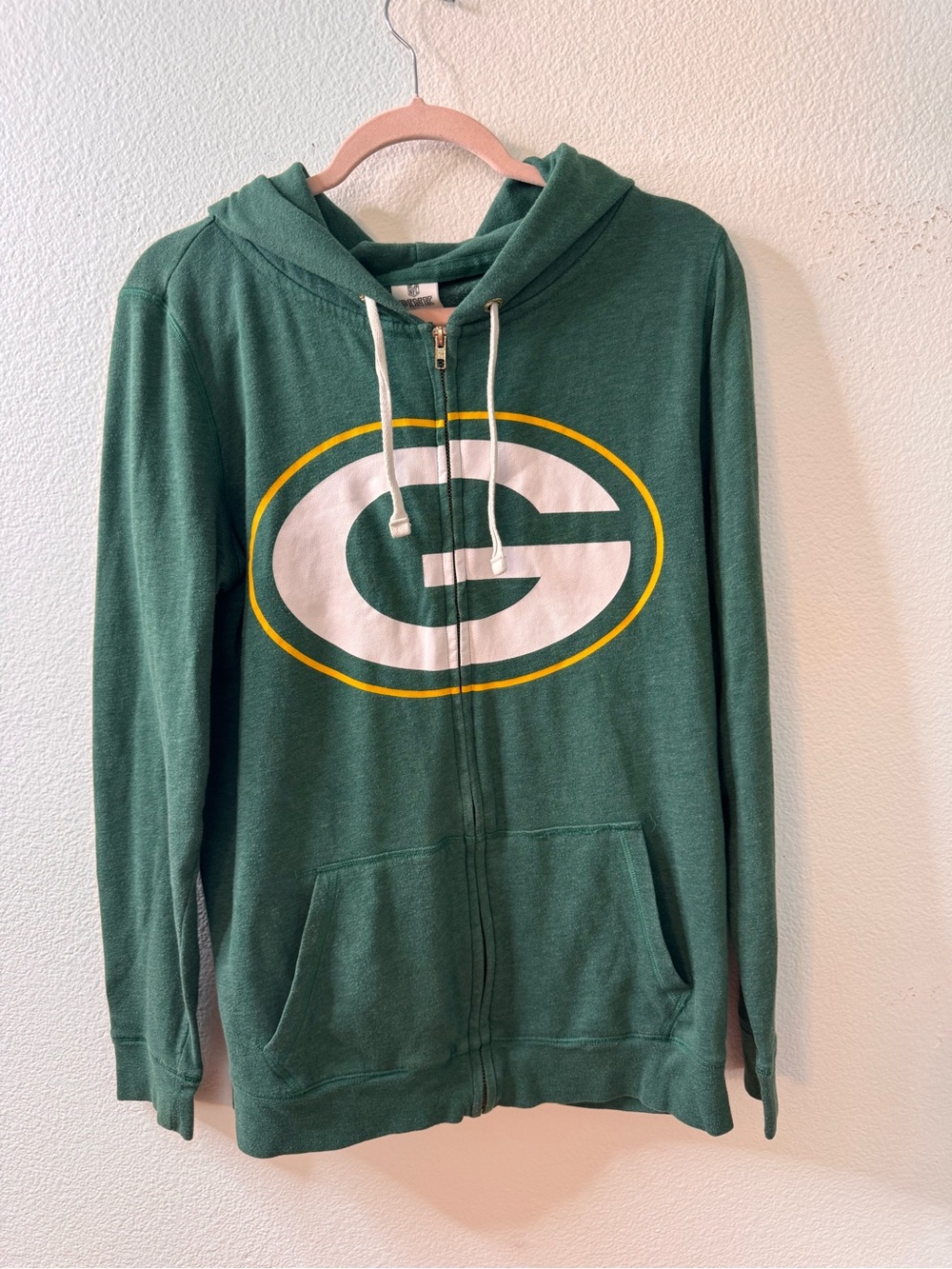 PINK Victoria's Secret Green, White and Yellow NFL Zip-Up Hoodie